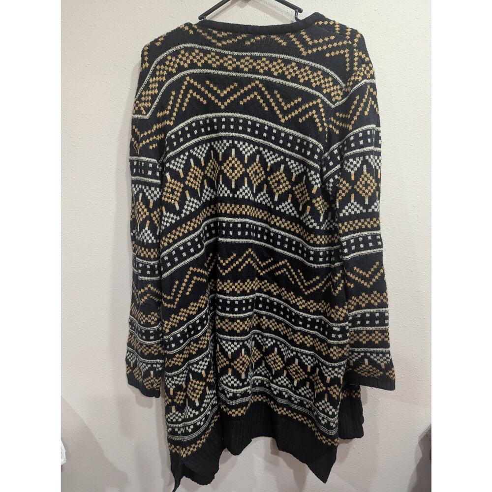 Rustic Pattered Neutral Colored Open Duster Lengt… - image 5